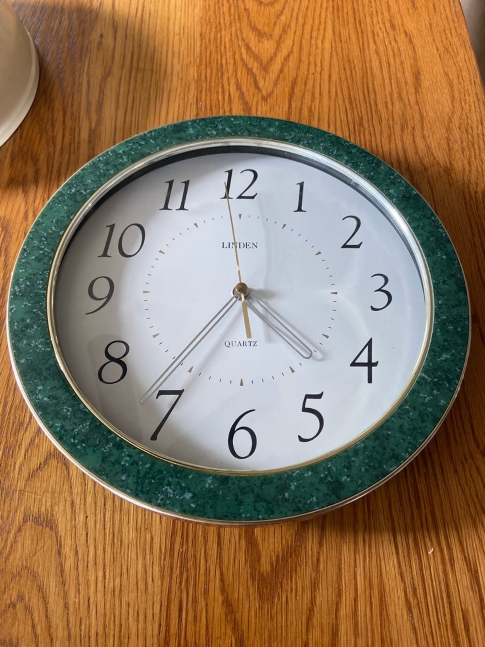 Vintage Linden Green Faux Marble-Trim Wall Clock